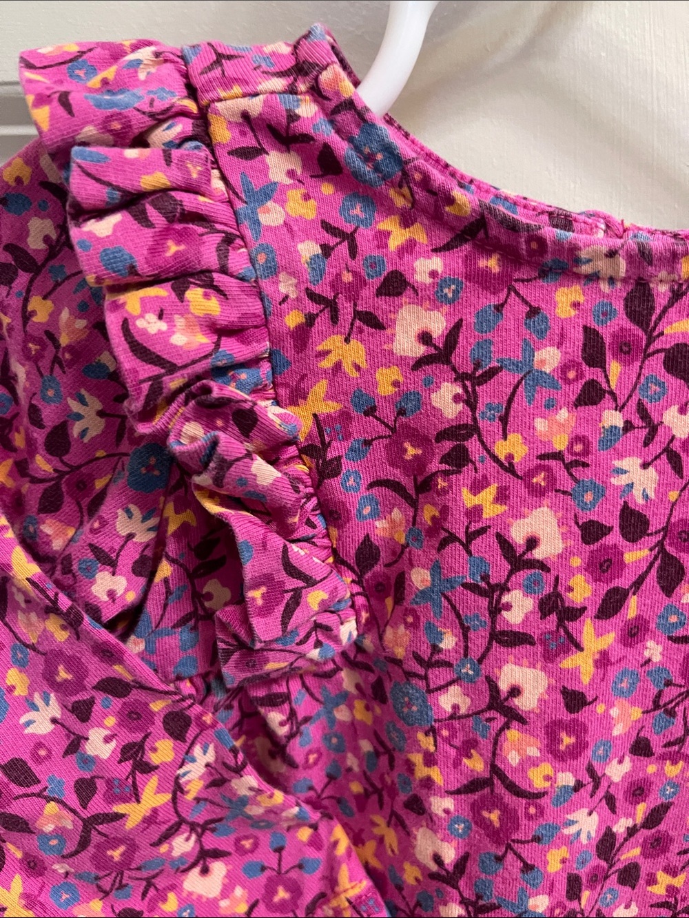 Tea Collection Pink Floral Ruffle One-Piece Bodysuit - Picture 5 of 7